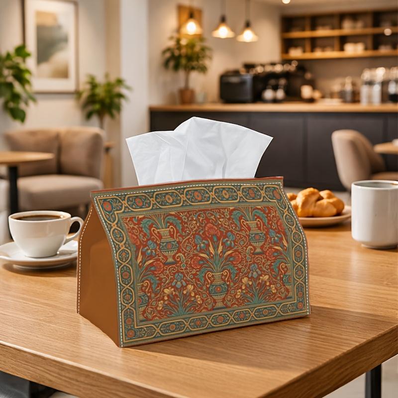 1pc Persian Medallion Tissue Box Holder | Multi-Functional Napkin Dispenser, Two Sizes Available Suitable for Home, Parties, Car Decoration Terracotta