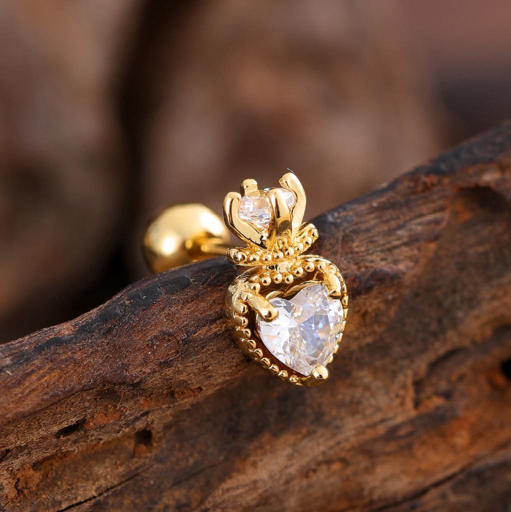 10 шт./набор 20G Золотая серьга-пирсинг хряща уха с CZ, серьга-пирсинг трагуса, дизайн медведя и паука, кольца-гвоздики для хеликса, пирсинг конч уха, ювелирные изделия из стали 316L