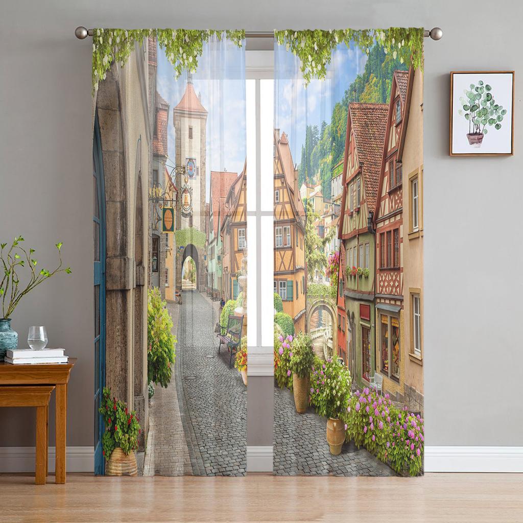 Садовые итальянские арочные архитектурные цветы, уличные тюлевые шторы для гостиной, шифоновая прозрачная вуаль, занавеска для кухни, спальни