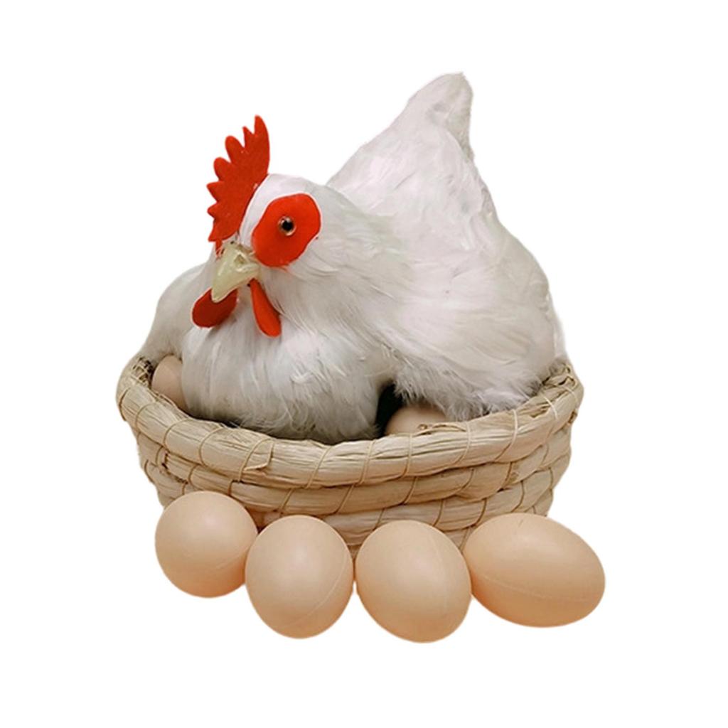 Lifelike Hen Statue Chicken Simulation Model Farm Animal Figurine for Garden Easter Decoration