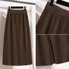 Женская зимняя обновленная юбка большого размера, облегающая прямая юбка с высокой талией, вязаная юбка-трапеция средней длины для полных женщин