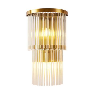 Cascada - Gold Crystal Wall Lamp 400x260 Mm, 1xE14, Brushed Brass, Clear Glass
