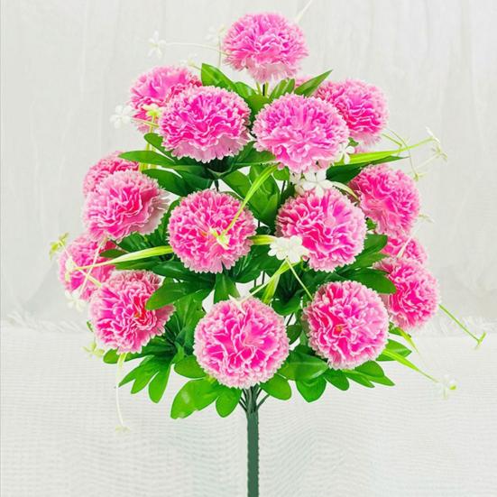 Artificial Carnation Realistic 18 Head Fake Silk Flower UV Resistant Wedding Party