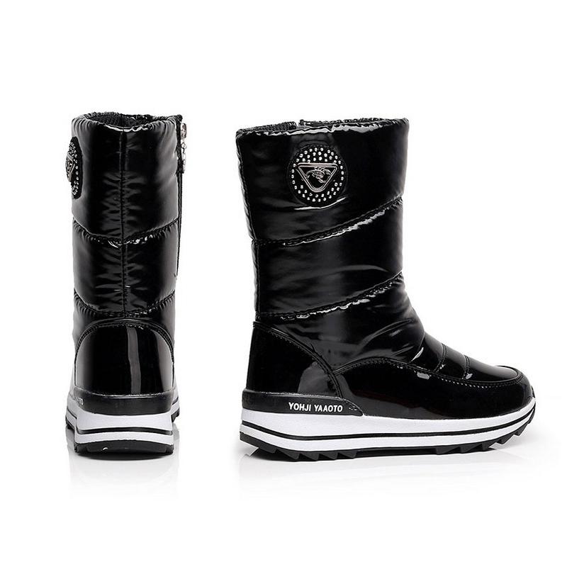 Женские ботинки Утолщенные зимние сапоги с высокими трубками Плюс плюшевые теплые ботинки Женская хлопчатобумажная обувь Ботинки средней длины Зимние женские ботинки Водонепроницаемая обувь