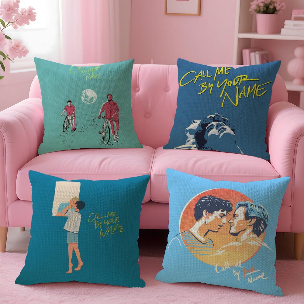 C-Call Me By Your Name Cushion Cover Summer Coolness Linen Fabric Double-Sided Printing Pillow Case Sofa Home Decor Gift