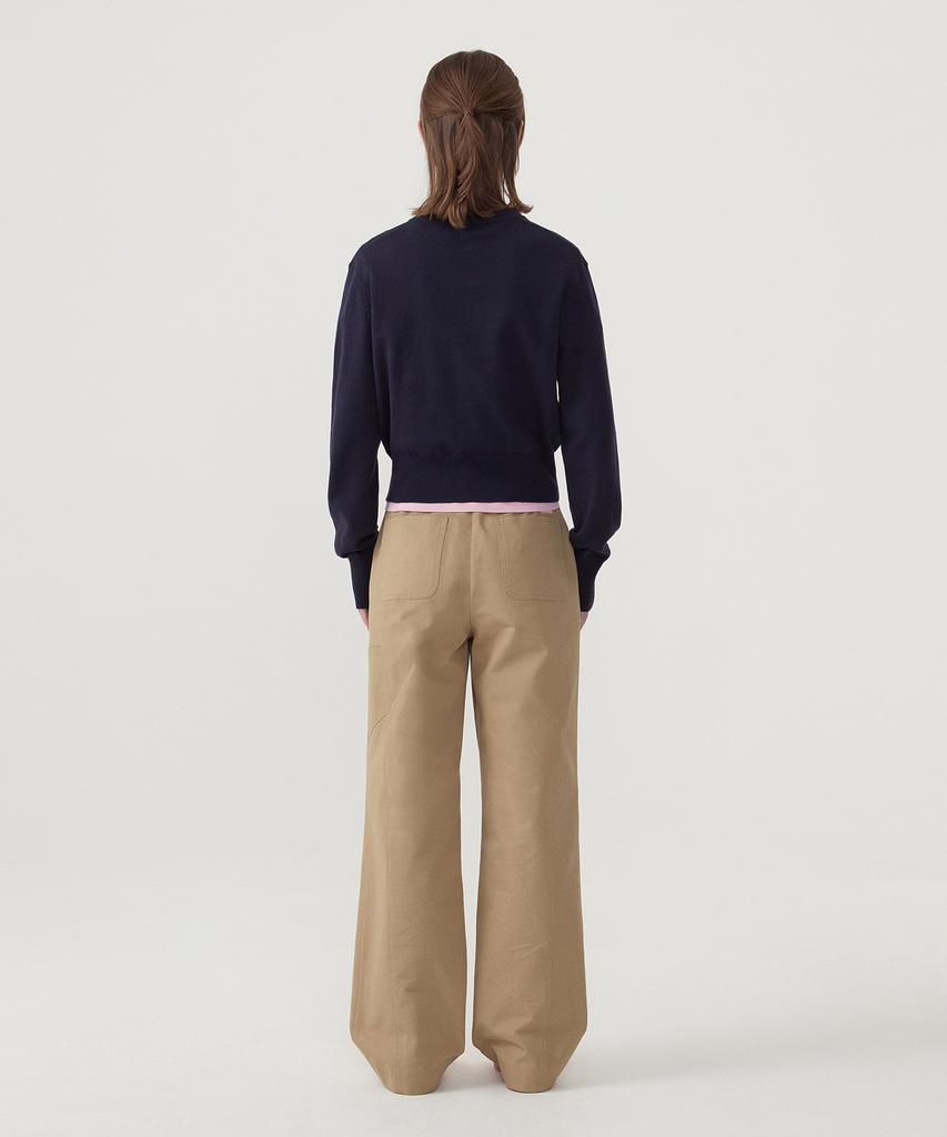 COVERNAT WOMAN Cooper Logo Round Neck Knit Navy
