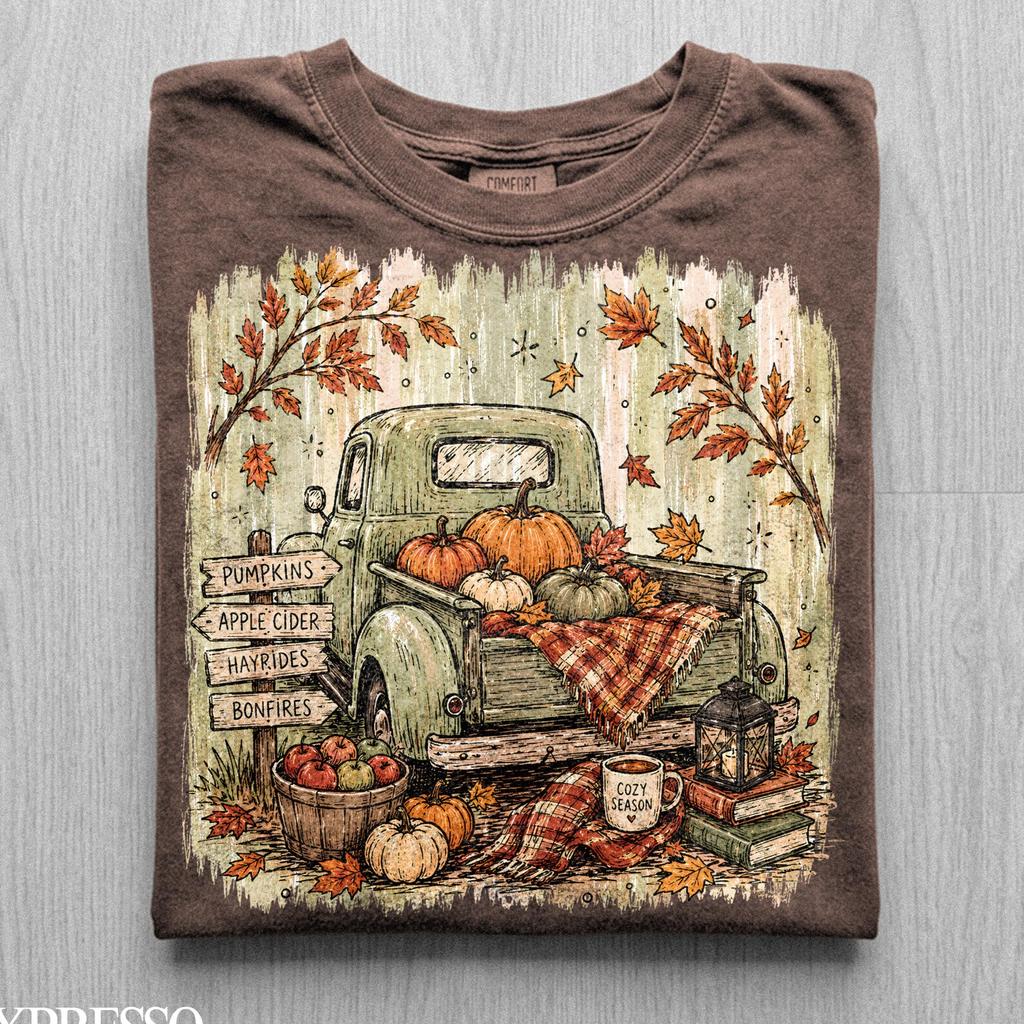 Vintage Fall Pumpkin Truck Shirt, Cozy Autumn Graphic Tee, Pumpkin Patch Shirt, Thanksgiving Shirt, Fall Aesthetic Tee, Comfort Colors, Gift