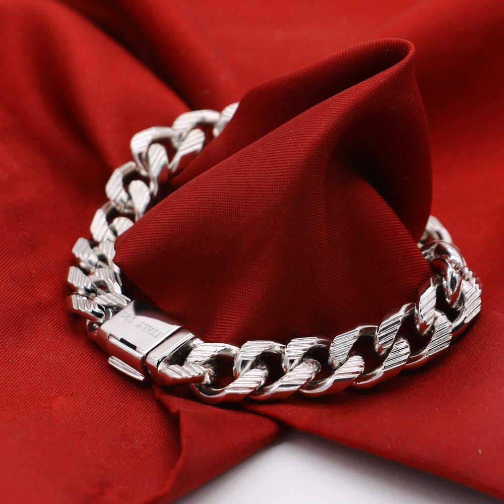925 Sterling Silver Men's Stylish Viking Cuban Chain Bracelets Rock Punk Charm Classic Male Wrist Jewelry Gift