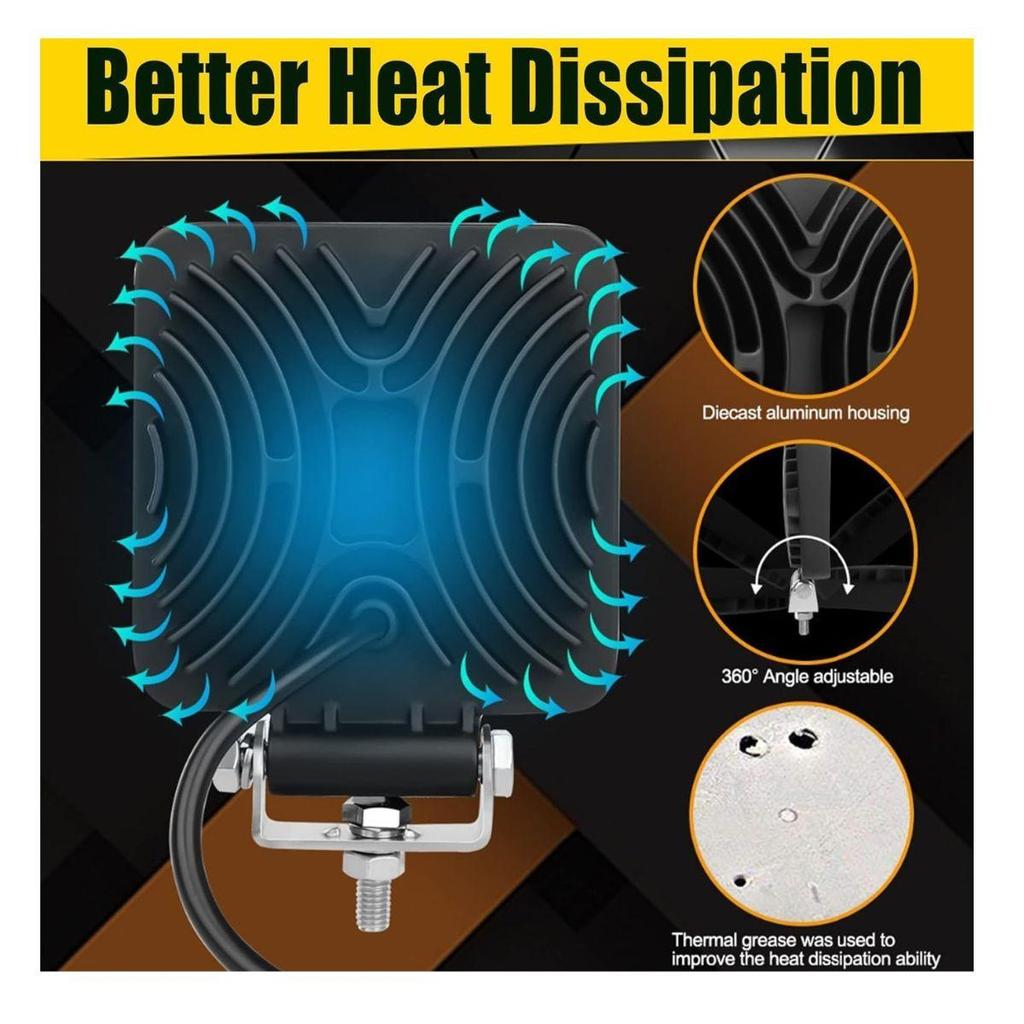 Рабочие фары для трактора 4 дюйма 126 Вт светодиодные прожекторы, 12 В–24 В внедорожные фары для грузовика, квадроцикла, UTV, лодки, пикапа, гольф-кара, снегоуборщика – 2 шт.
