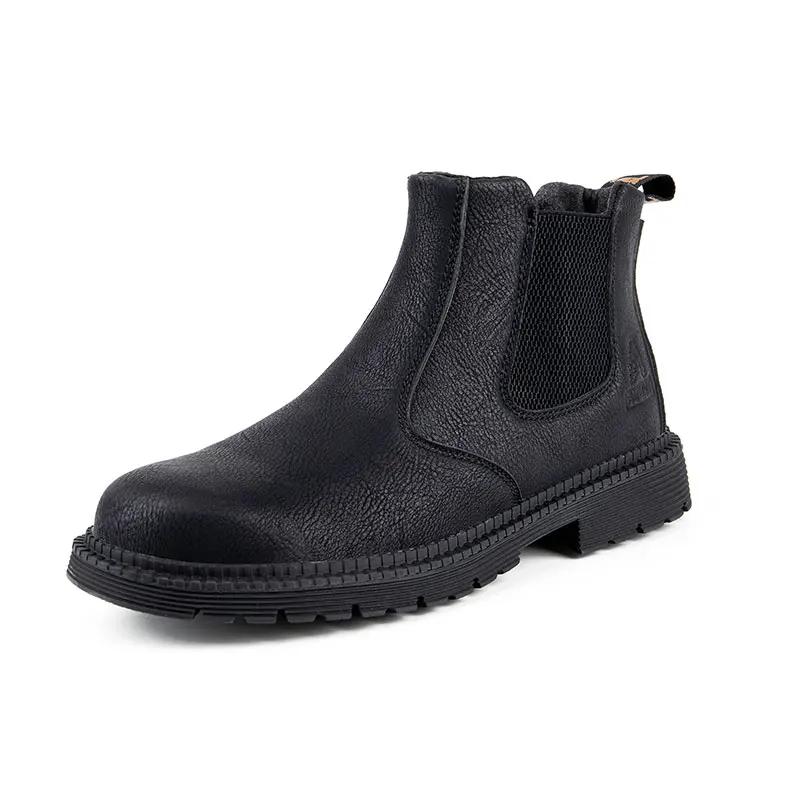 Fashion Men's Waterproof Safety Shoes Chelsea Boots Steel Toe Leather Men's Shoes Indestructible Construction Safety Boots