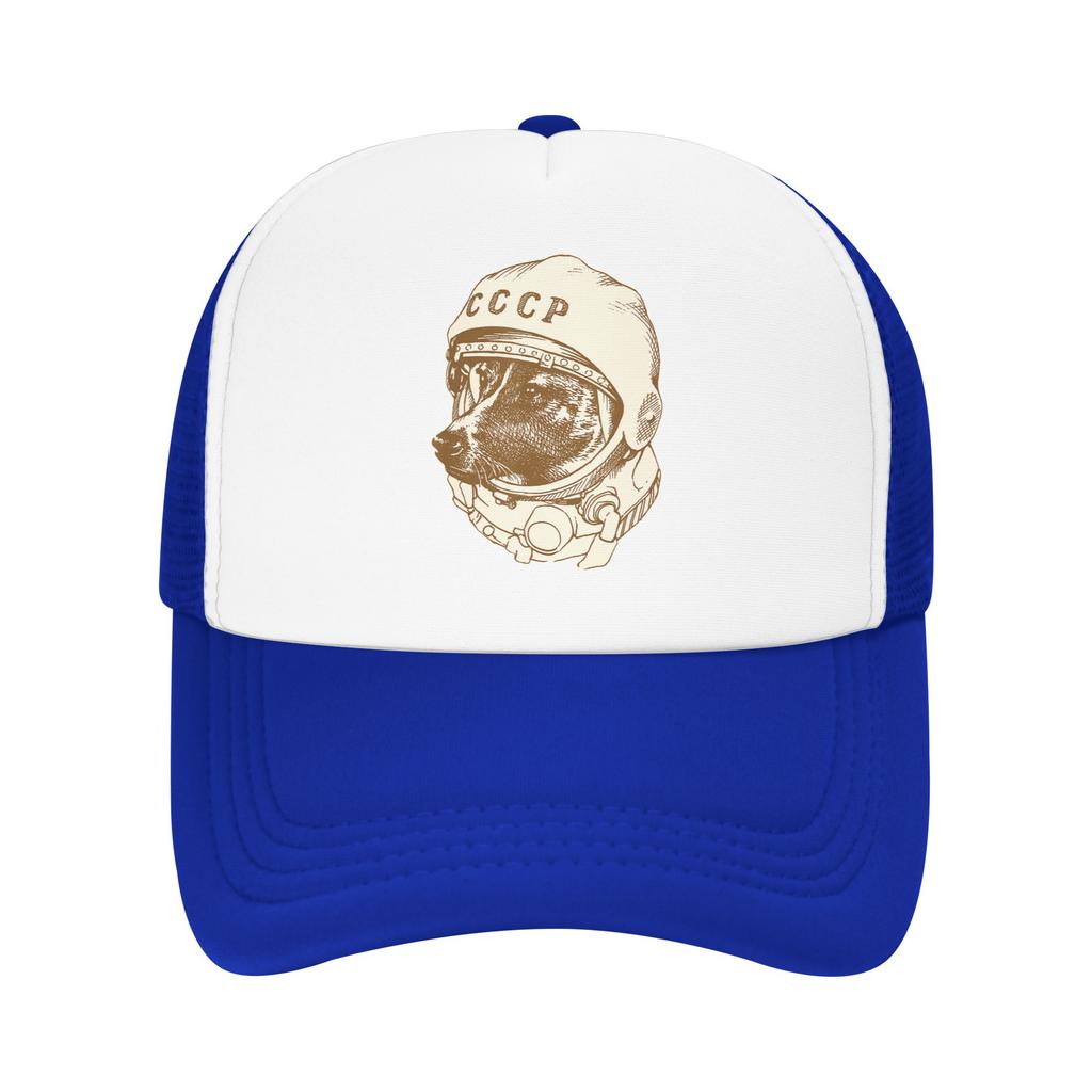 Laika Dog Sputnik Space Dog Space Travel USSR CCCP Mesh Baseball Cap Adult Trucker Hat Dad Hat Breathable Summer Trucker Hats