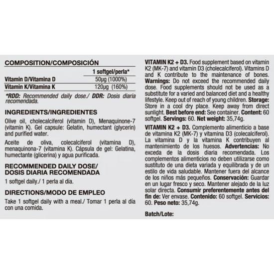 Quamtrax Vitamin D3+K2, 60 Caps