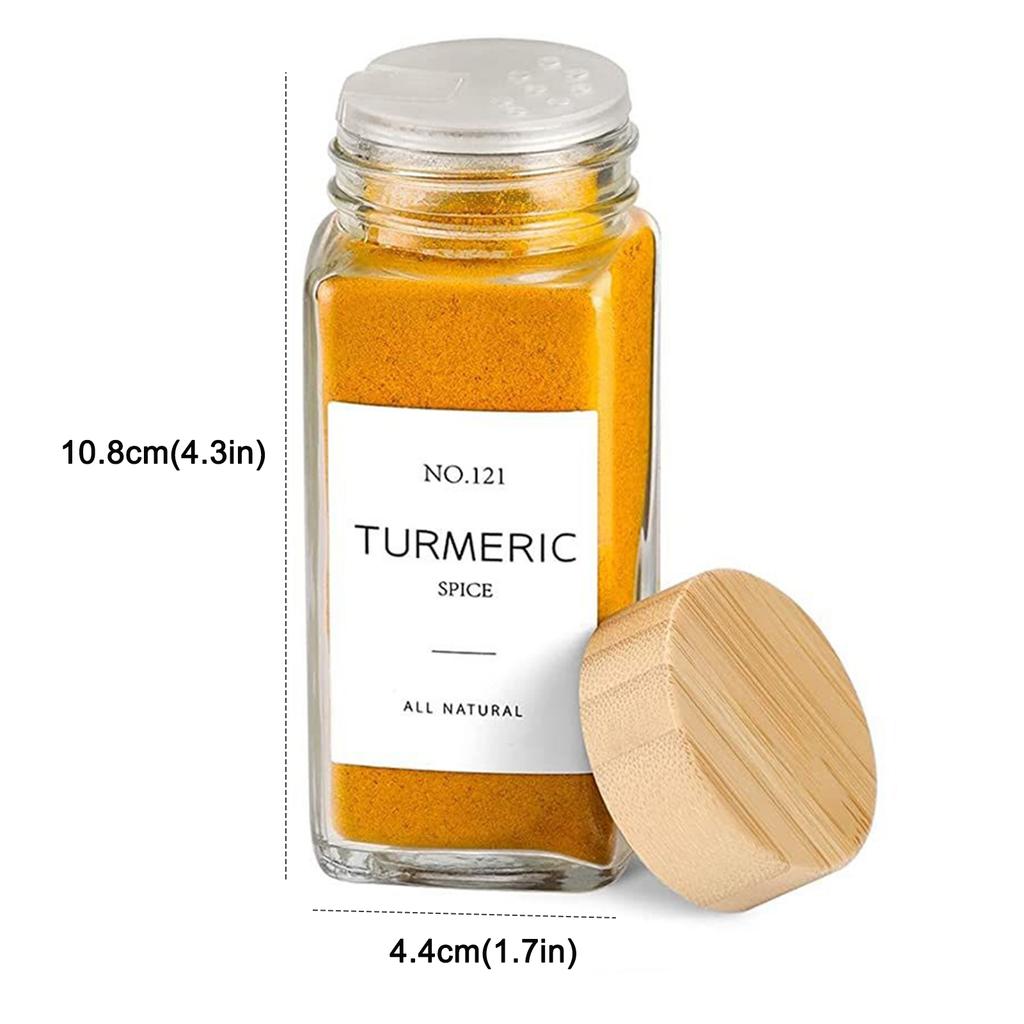 12 шт. / Набор стеклянных банок для специй с бамбуковой крышкой, контейнеры для специй, солонки, перечницы, органайзеры для специй на кухню