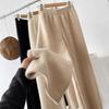New Winter Thick Vintage Elastic Waist Straight Pants Female All Match Mink Velvet Slim Wide Leg Loose Pants Women Casual Clothing