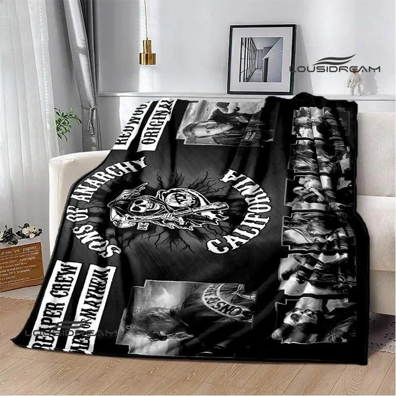 Плед Sons of Anarchy Ретро-принт Мягкий Теплый для Детей Идеальный Подарок на Пикник или День Рождения