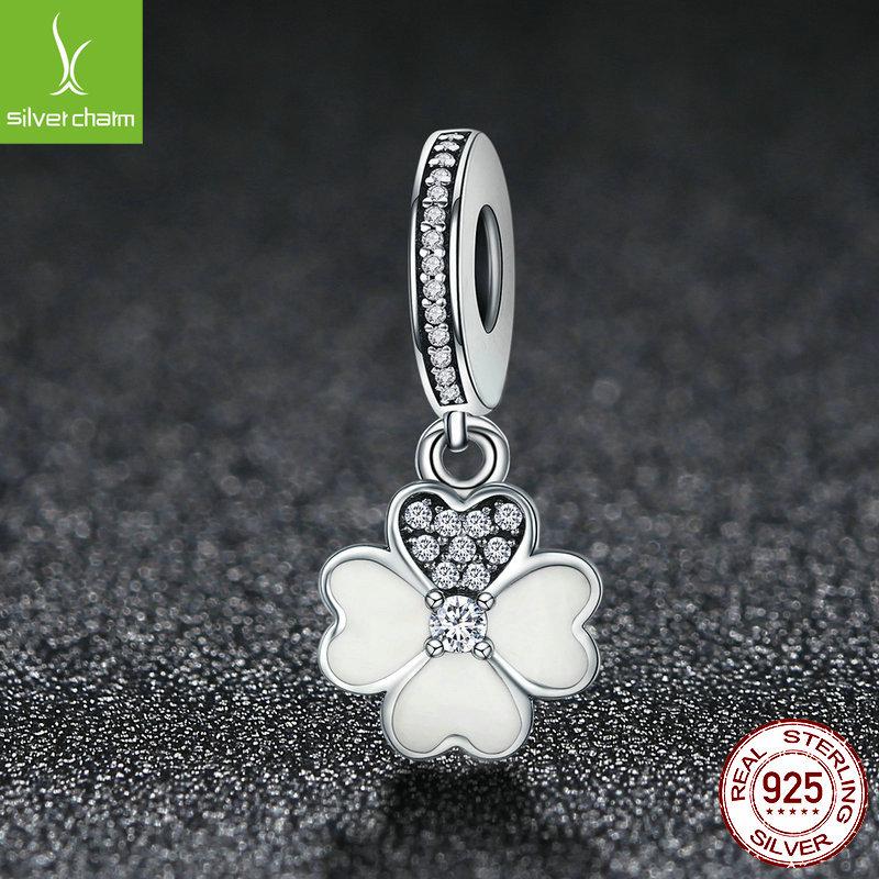 European-American Style DIY S925 Silver Lucky Clover Bracelet with Four-Leaf Clover Pendant (SCC259)