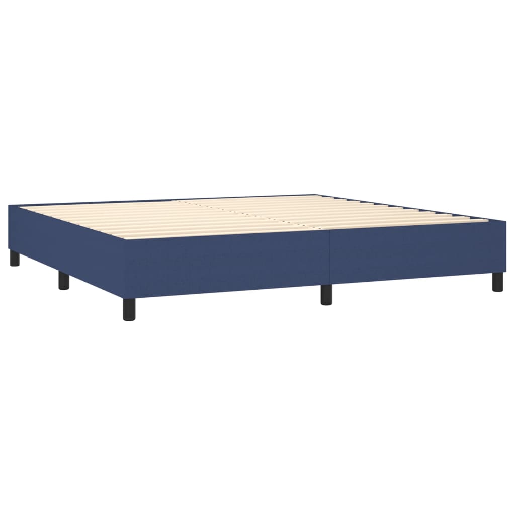 Box Spring Bed with Mattress & Blue LED Lights 200x200 cm Fabric
