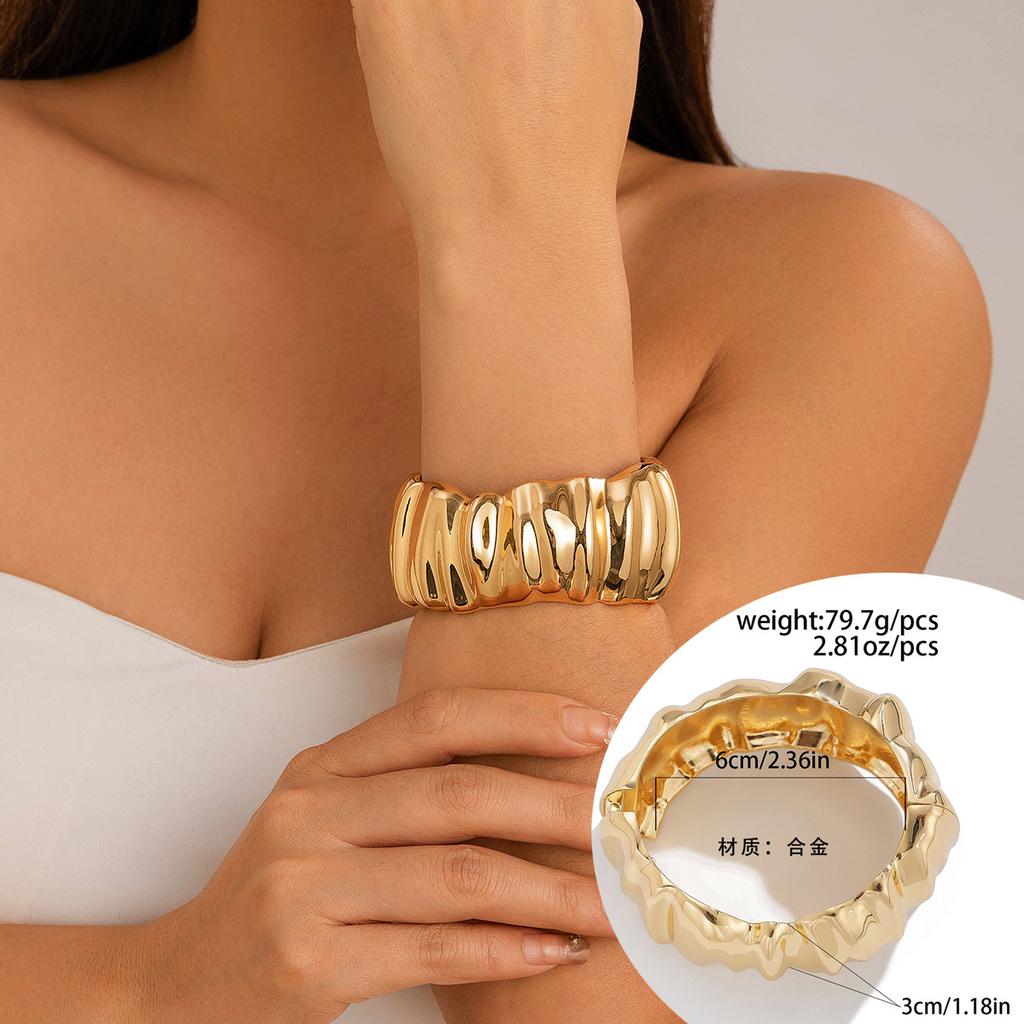Fashion Hot-selling Versatile Irregular Bracelet, Personality Exaggerated Ancient Wrinkled Smooth Open Bracelet Bracelet