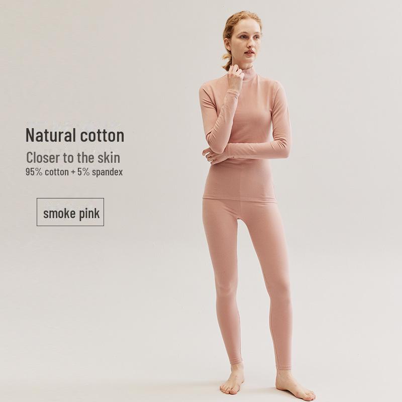 Женский облегающий хлопковый зимний теплый базовый слой со средней горловиной