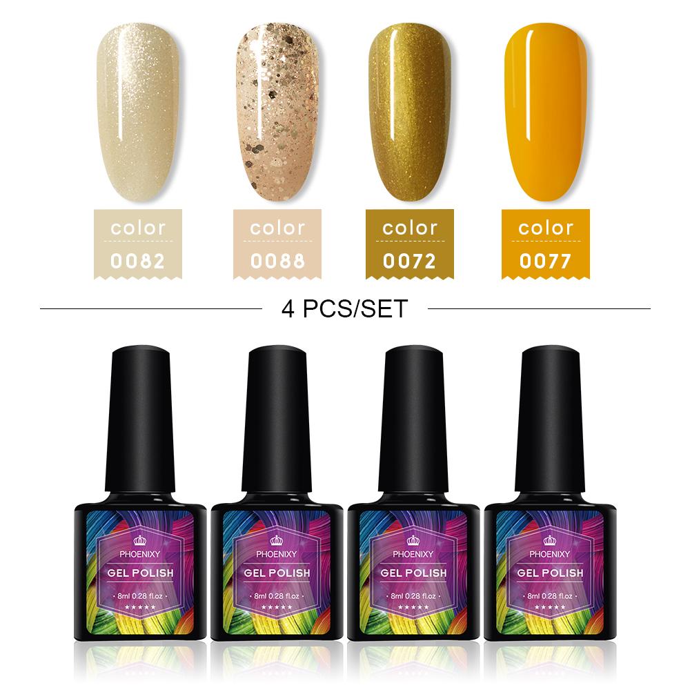 PHOENIXY, 4/12/18 цветов, набор гель-лаков для ногтей, набор гель-лаков для замачивания, маникюр, полупостоянные гибридные лаки, основа и верхний дизайн ногтей