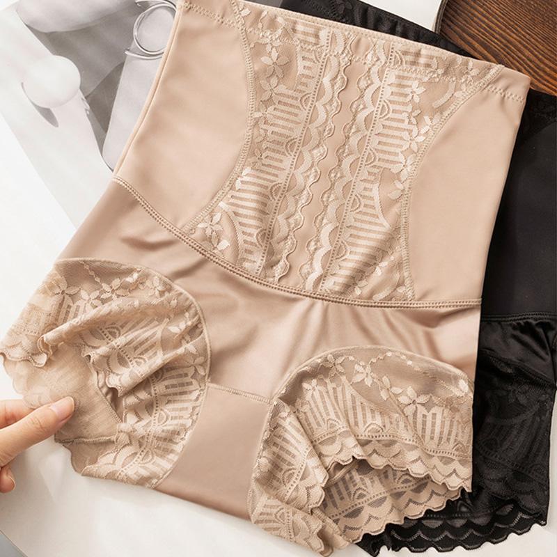 Женские корректирующие трусики больших размеров с высокой талией, кружевные бесшовные трусы с высокой талией, трусы, трусики