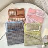 Adjustable Strap Lace Plaid Cloth Pouch Polyester Countryside Style Pillow Crossbody Bag Lightweight Bow Storage Shoulder Bag
