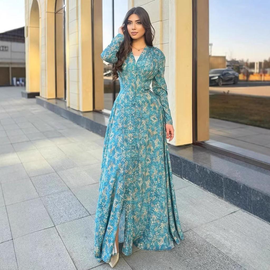 Женская весенняя новая модная рубашка-платье с длинным рукавом, маятником, однобортная, для арабских женщин Ближнего Востока