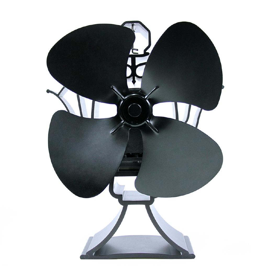 4Blade Stove Fan Fireplace Fan Swing Head Heat Powered Wood Burner Efficient Eco-friendly Home Heat Distribution Black New