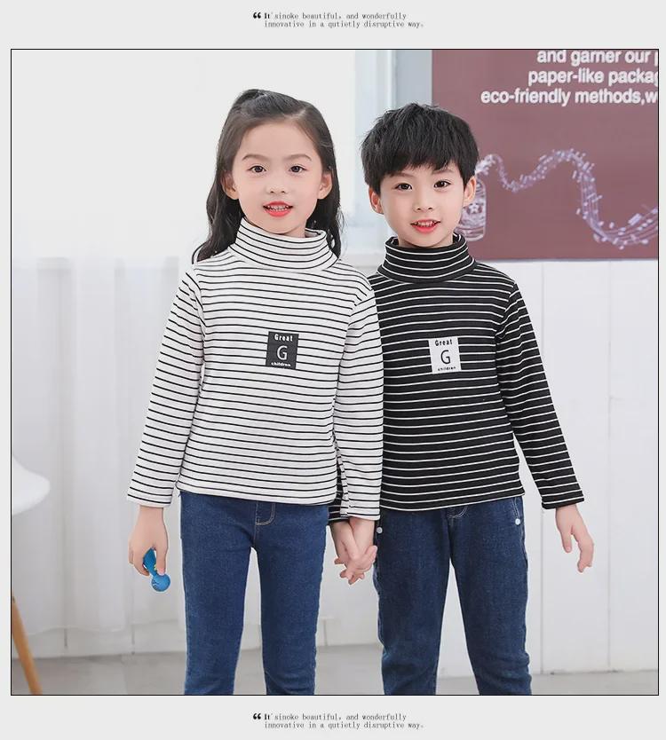 Детский уютный бархатный свитер - теплый топ со средним воротником для мальчиков и девочек (Осень зима)