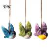 Small Hanging Bird Figurines 3Pcs Resin Ornament, Hand-Painted Figurine with Jute String, Whimsical Outdoor Ornaments Weatherproof Tree Patio