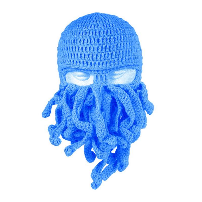 Смешная зимняя теплая шапка с усами осьминога для косплея