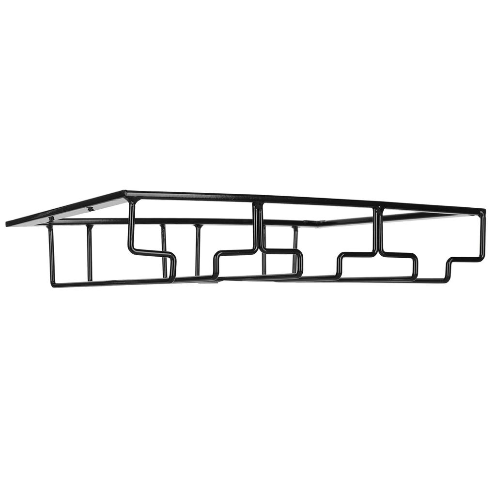 Wine Glass Rack Under Cabinet Stemware Holder Storage Hanger Metal Organizer for Bar Kitchen3 Slot 30x22.5cm Black