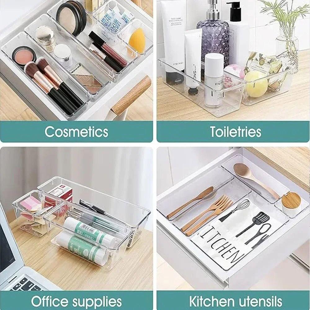 S/M/L/XL/XXL Настольный ящик для хранения Прозрачный органайзер для косметики Коробки Прочный органайзер для хранения