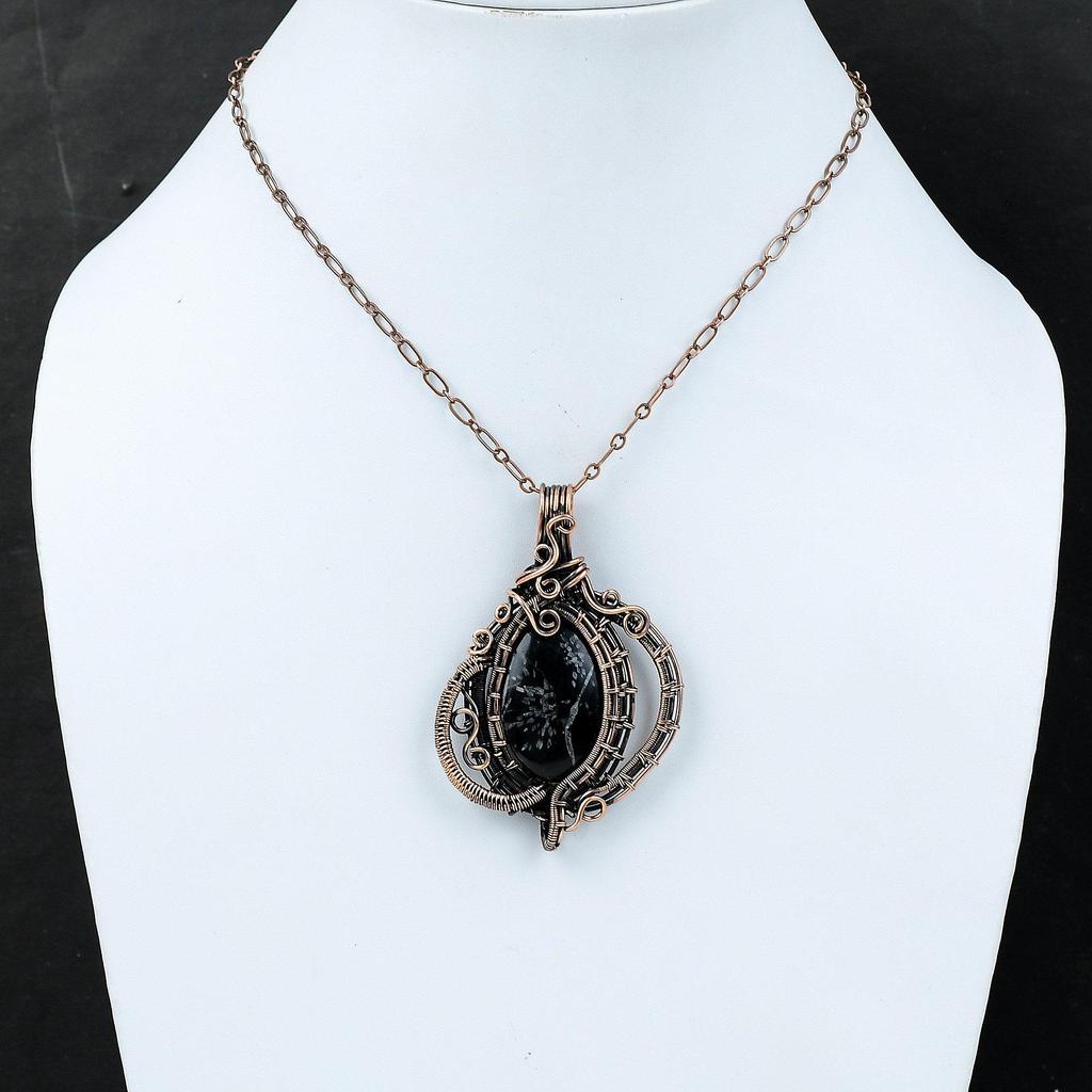 Хризантема Медный кулон Медная проволока Обернутые ювелирные изделия Драгоценный камень Медный кулон Подарок для нее Подвеска из проволочной обмотки Ювелирные изделия ручной работы в стиле бохо