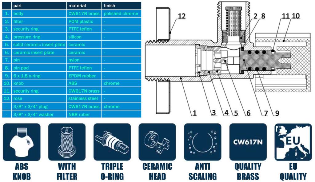 Decorative Angle Valve 1/2"X3/8"