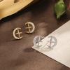 925 Sterling Silver Inlaid Zircon Star Moon Earrings for Women Small Exquisite Silver Jewelry