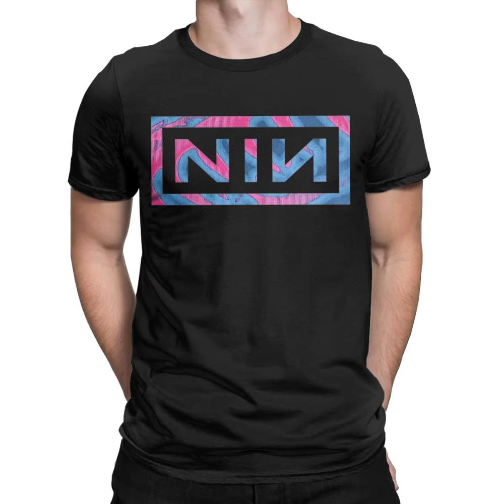 Nine Inch Nails NIN Мужская хлопковая футболка Забавная футболка с коротким рукавом и круглым вырезом Женская футболка из чистого хлопка Идея для подарка Одежда