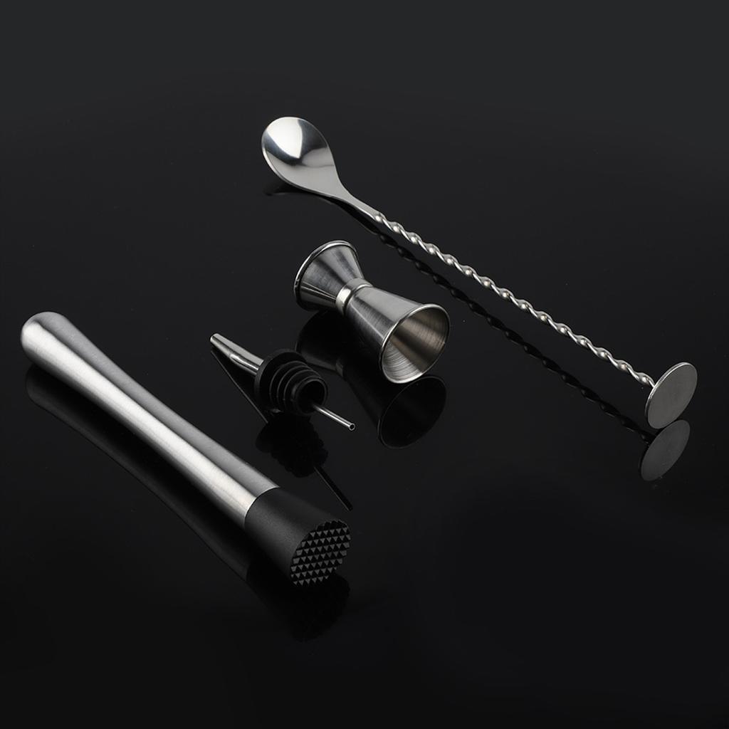4pcs  Set Durable Stainless Steel Drinking Cocktail Mixing Tool Set In Home Bar Party(A)