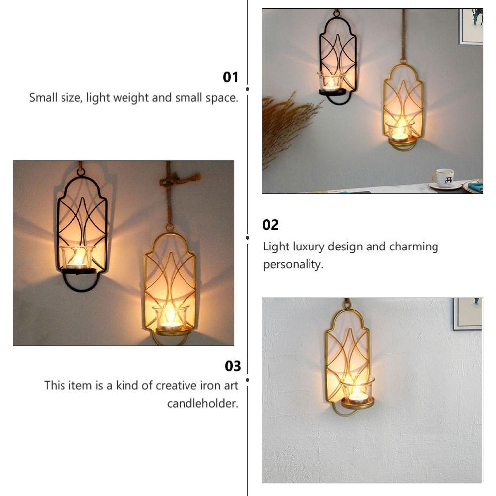 Vintage Wall Mount Candle Stand Wrought Iron Wall Tealight Holder Home