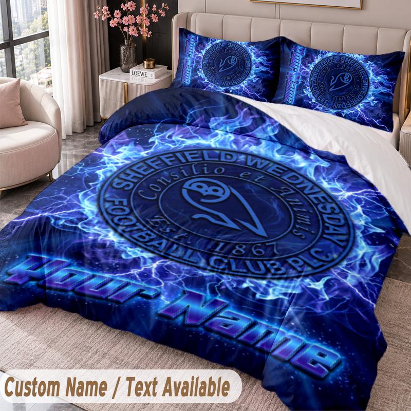 Sheffield Wednesday FC Printed Bedding Set Custom Name Text 1 Duvet Cover 2 Pillowcases For Bedroom