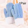 1Pair Cute Fashion Knit Mittens Winter Warm Plus Velvet Soft Thicken Cycling Mittens