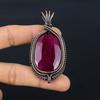 Рубиновый кулон Ювелирные изделия из драгоценных камней, Кулон ручной работы, обернутый медной проволокой 999 пробы, Ювелирные изделия новейшего дизайна