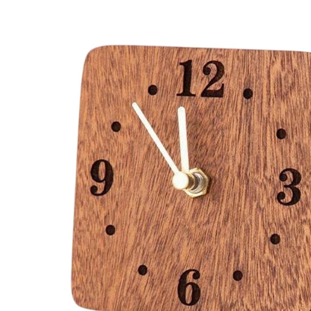 Декоративные маленькие настольные часы, не тикающие, бесшумные, деревянные, на подставке