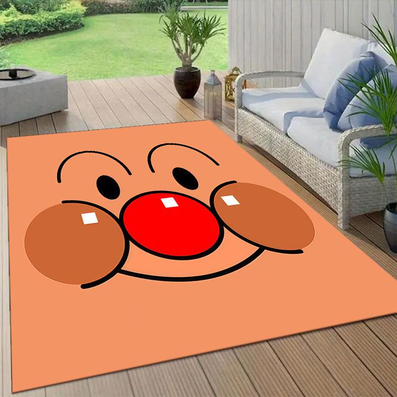 Anpanman Flannel Pattern Square Carpet,Area Rug,Carpet Rug for Living Room Bedroom Sofa Playroom Decor,Non-slip Floor Mat