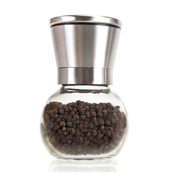 Ручная мельница, 210 мл, стеклянная приправа, мельница для соли и перца, круглая бутылка, кухонный инструмент