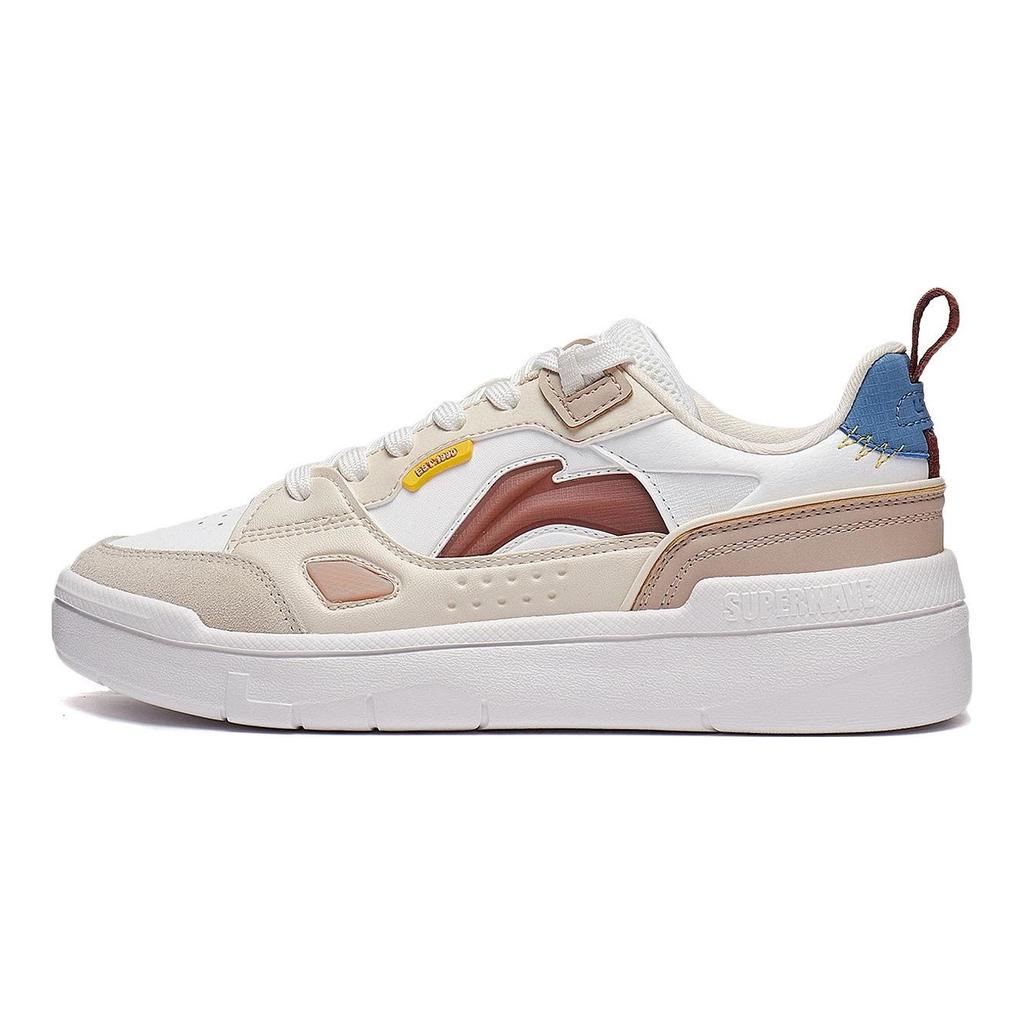 Li Ning Common 80s удобные универсальные легкие повседневные нескользящие прочные низкие кроссовки для скейтбординга женские кроссовки коричневые белые AGCT228-3