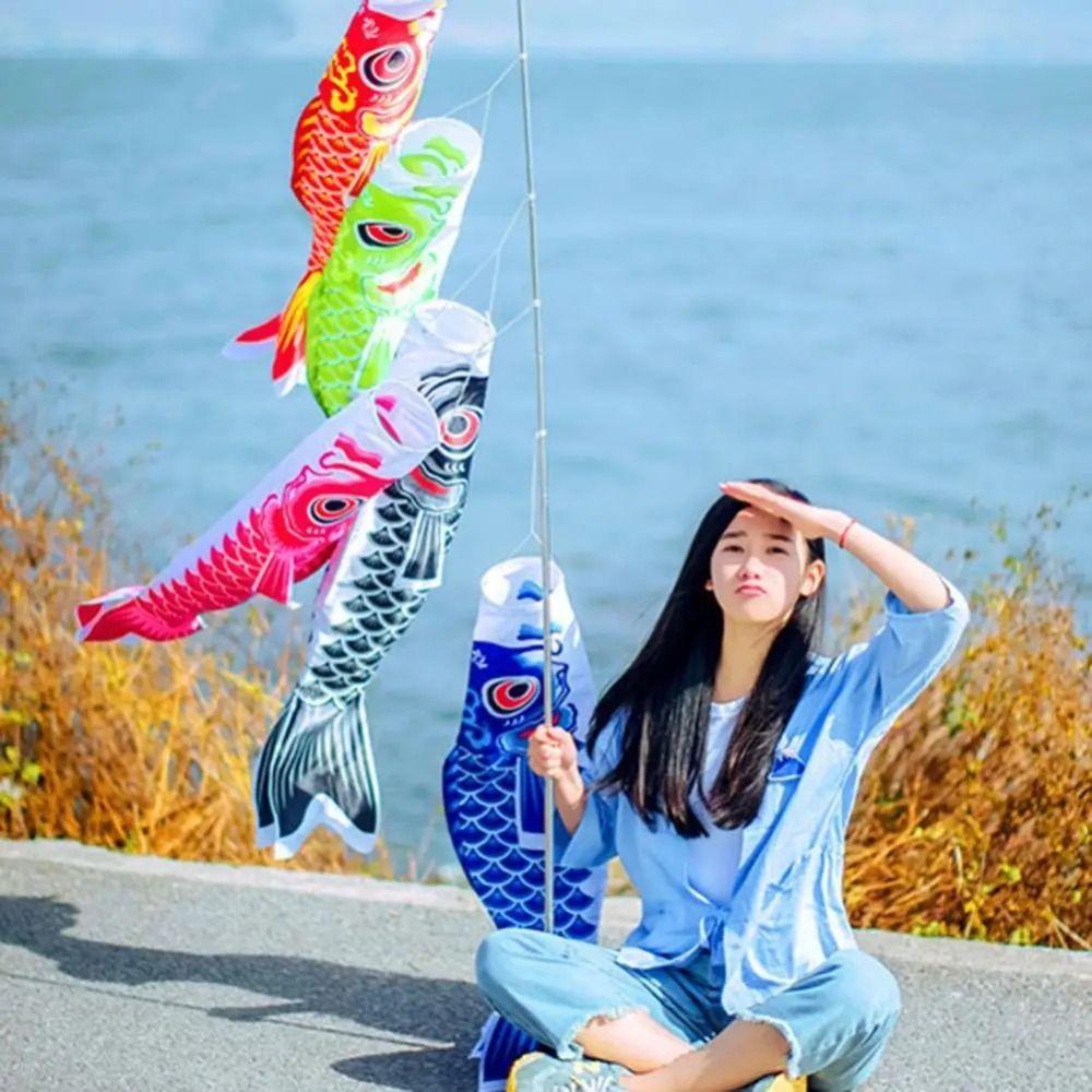 White Japanese Carp Flag Traditional DIY Fish Flag Creative Blank Japanese Koi Fish Flag  Outdoor