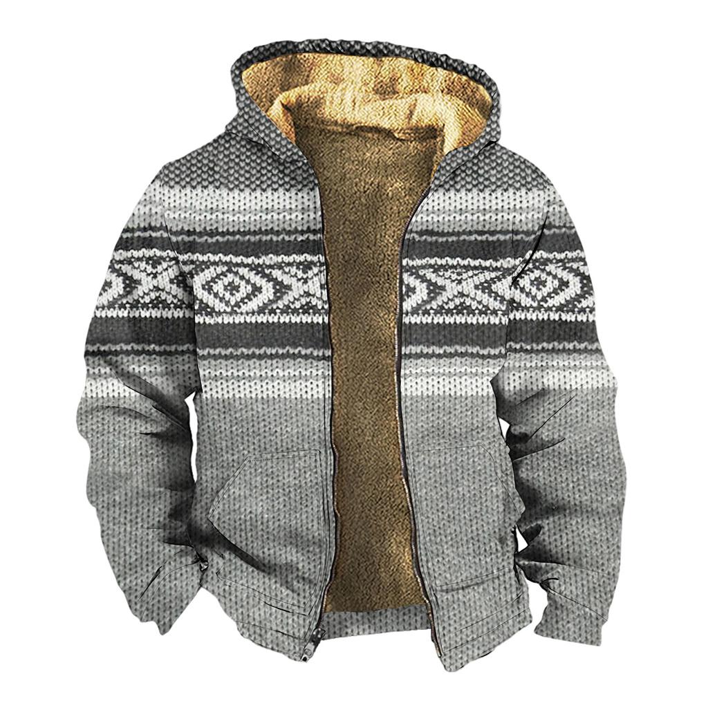 Мужская зимняя флисовая толстовка с капюшоном на молнии с накладным карманом, повседневная куртка