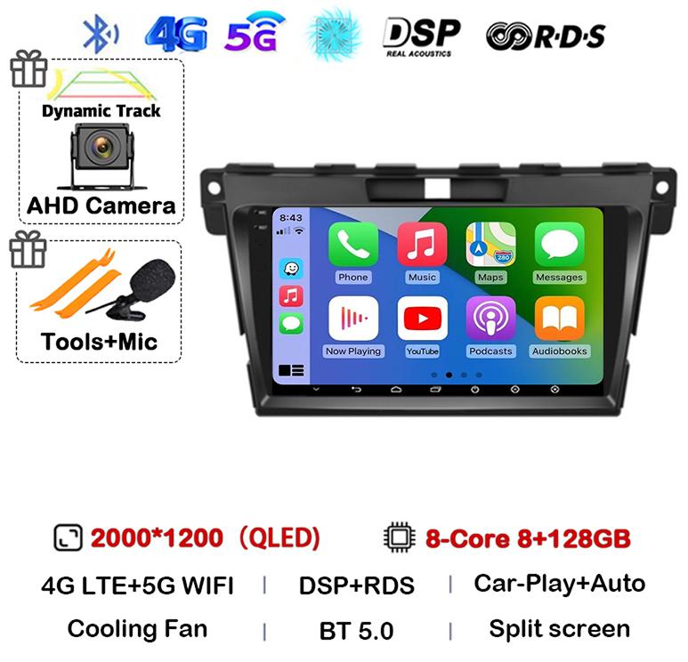 Android 14 Carplay для MAZDA CX-7 CX7 CX 7 2007 2008 2009 2010 2011 2012 2013 2014 Автомобильное радио GPS Мультимедиа Видеоплеер Стерео