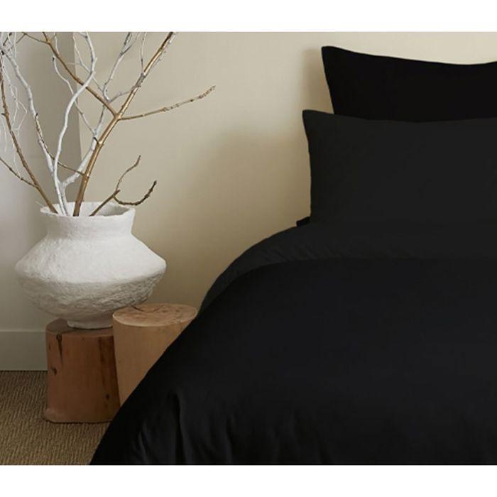 Pack complet 6 pièces unicolore Noir housse de couette pour lit 160 x 200 cm